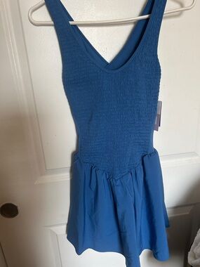 JoyLab Royal Blue Smocked V-Neck Crossed back active dress